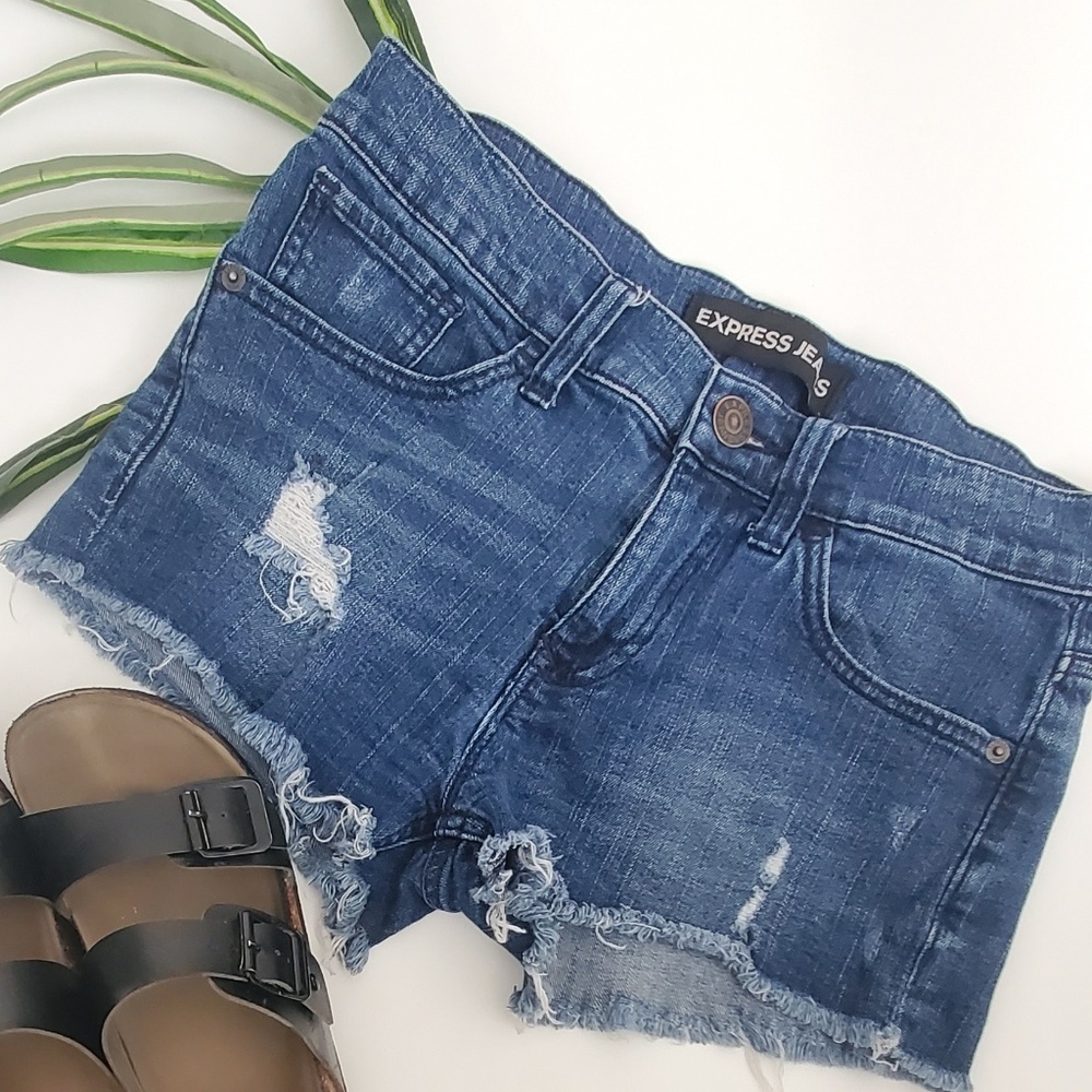 Express Jean distressed ripped shorts